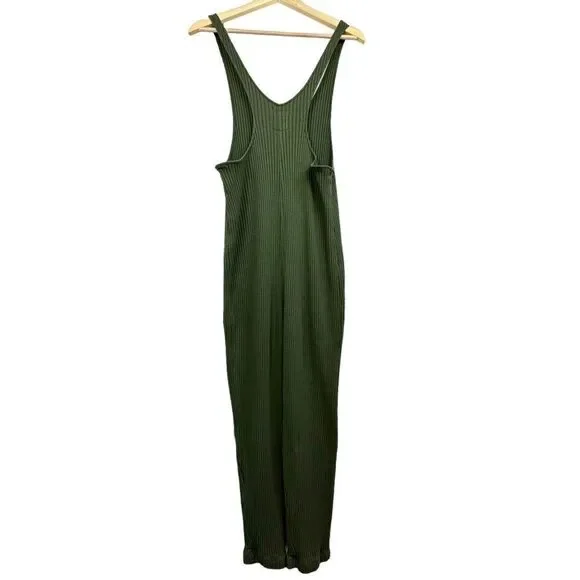 Fordays Renew Upcycled Rib Relaxing Romper Olive Green Jumpsuit - Picture 6 of 9